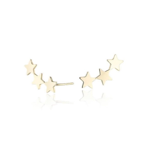 14k Three star stud earrings - Picture 2 of 3